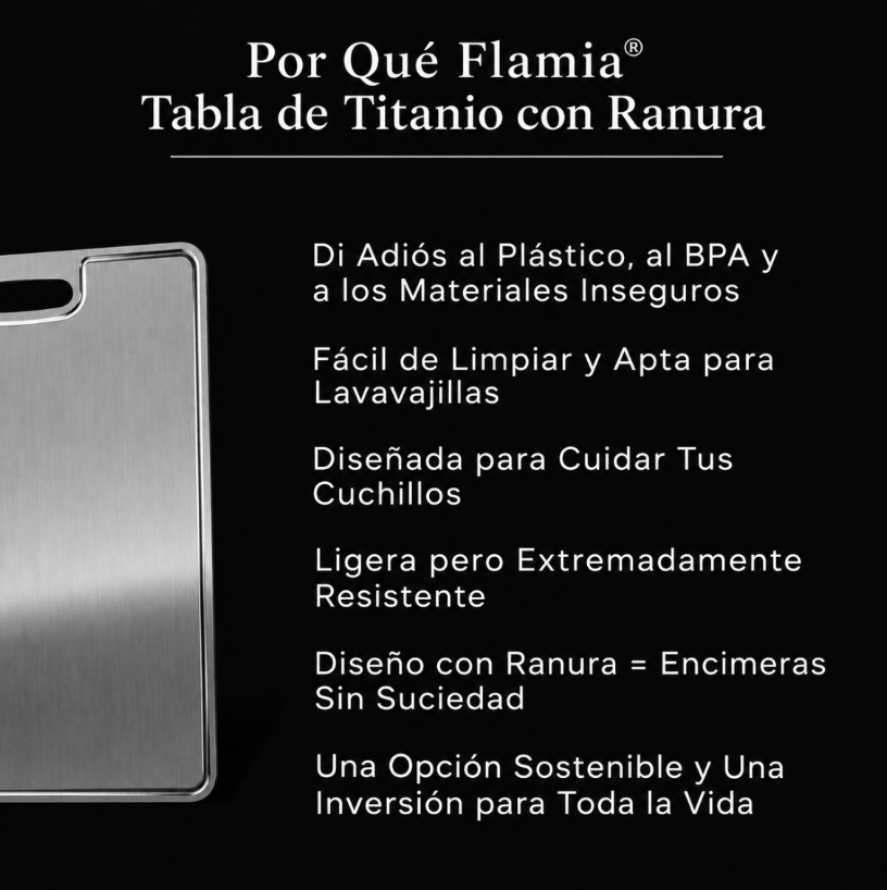 Tabla de Cortar de Titanio Puro Certificado FLAMIA®